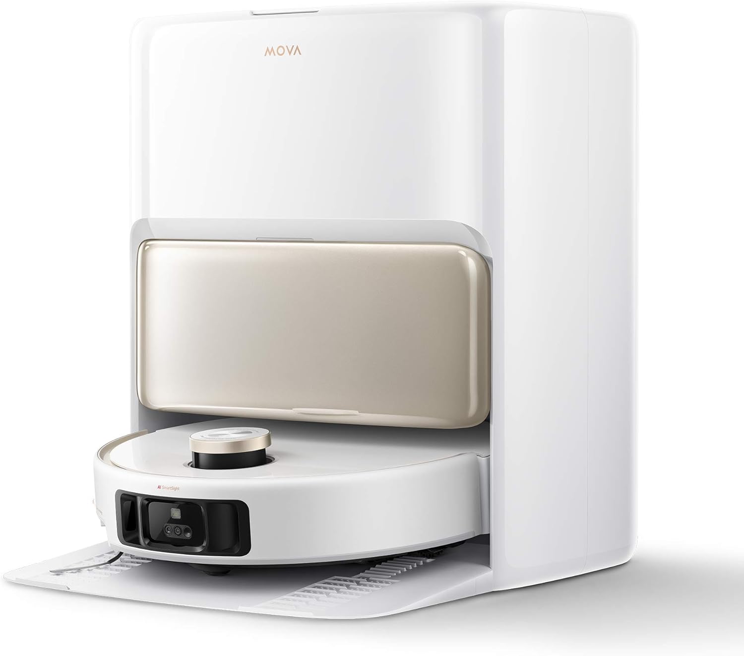 Mova V50 Ultra Complete Robot aspirateur et laveur à vidage automatique avec aspiration de 24000 Pa,lavage thermique des sols avec système DuoSolution,navigation FlexiScope et système StepMaster Blanc
