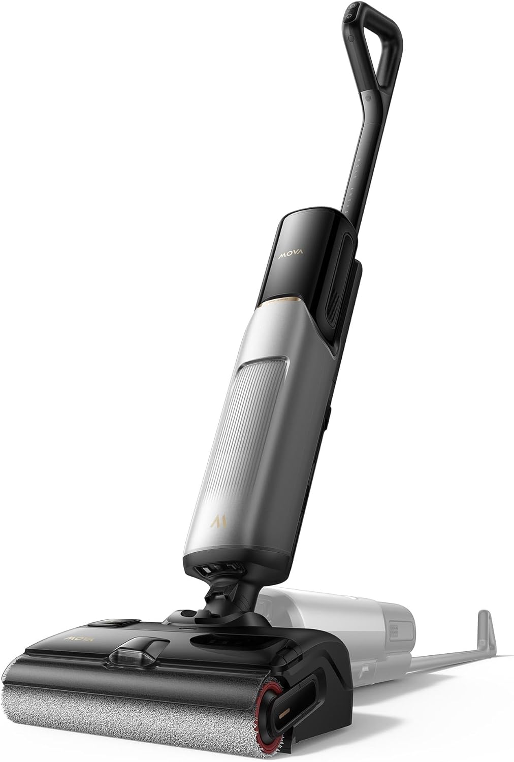 MOVA Aspirateur eau ou poussière X4 Plus, ajout auto solution, anti-enchevêtrement,nettoyage auto 100 °C, aspiration 20 kPa, station d'insertion, tête de brosse LED, double bord,ajust intel aspiration