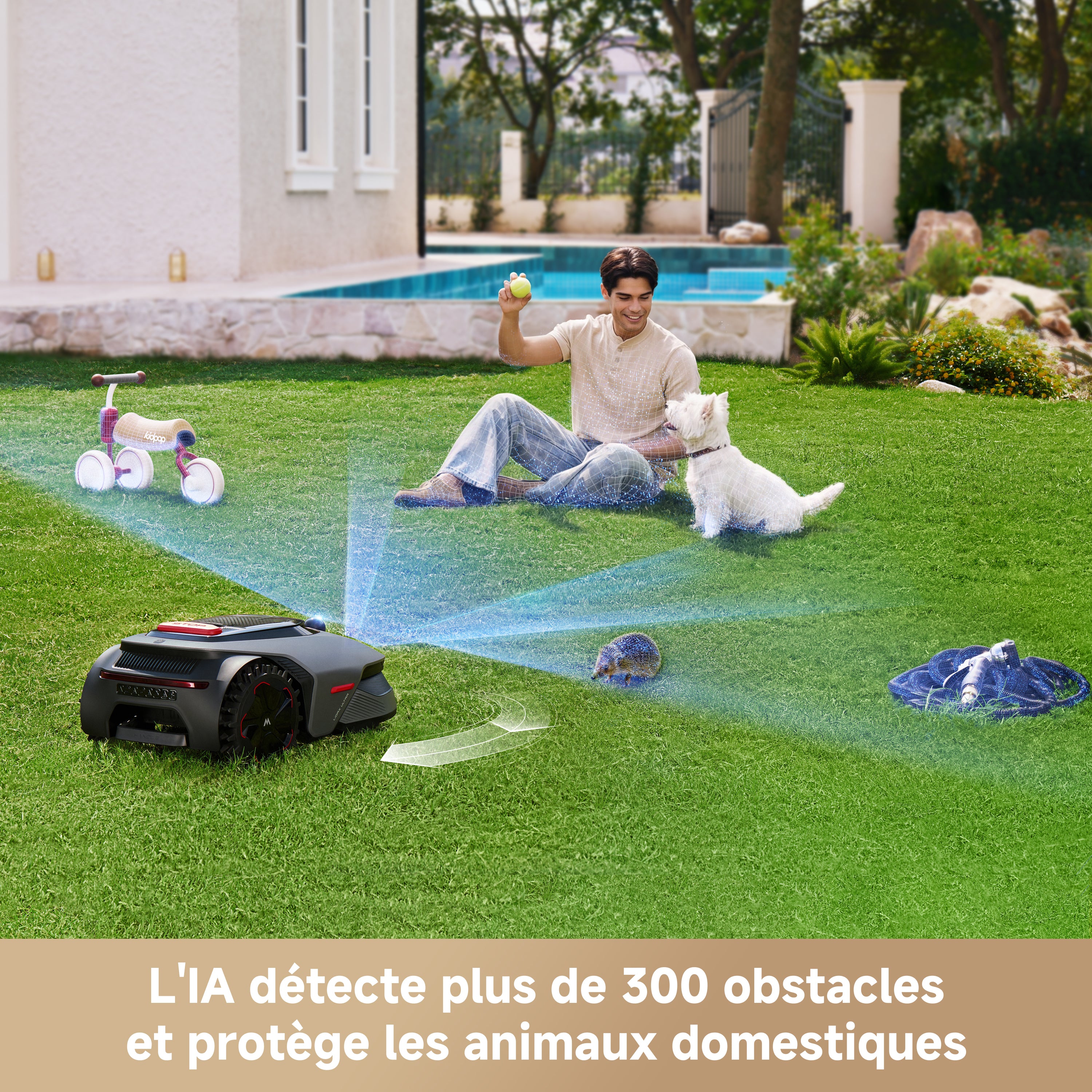 MOVA LiDAX Ultra 1600 Robot Tondeuse sans Fil périphérique avec 4G, Recommandé 1600 m², Cartographie IA & LiDAR 3D 360° sans RTK, Coupe Bordures 5 cm, Sécurité Animaux, Toutes Terrains, Tonte en U