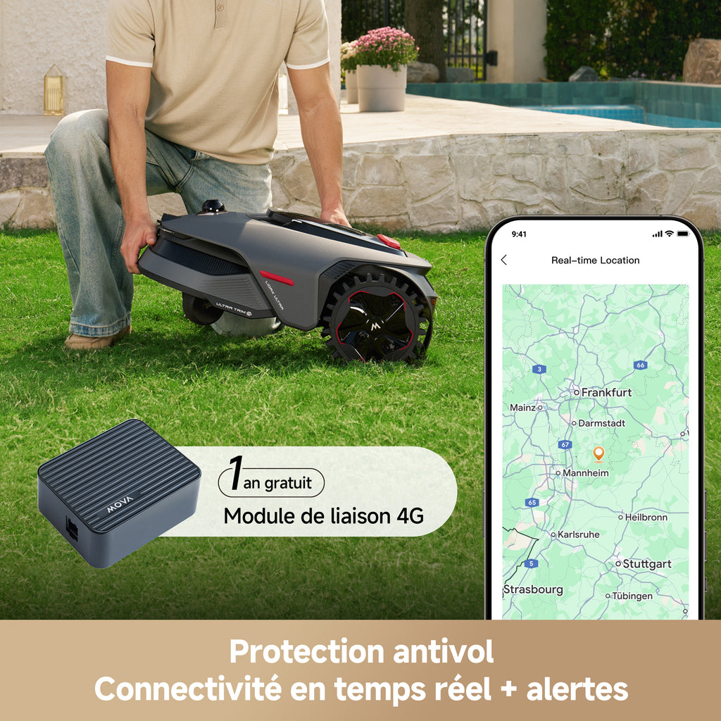 MOVA LiDAX Ultra 1600 Robot Tondeuse sans Fil périphérique avec 4G, Recommandé 1600 m², Cartographie IA & LiDAR 3D 360° sans RTK, Coupe Bordures 5 cm, Sécurité Animaux, Toutes Terrains, Tonte en U