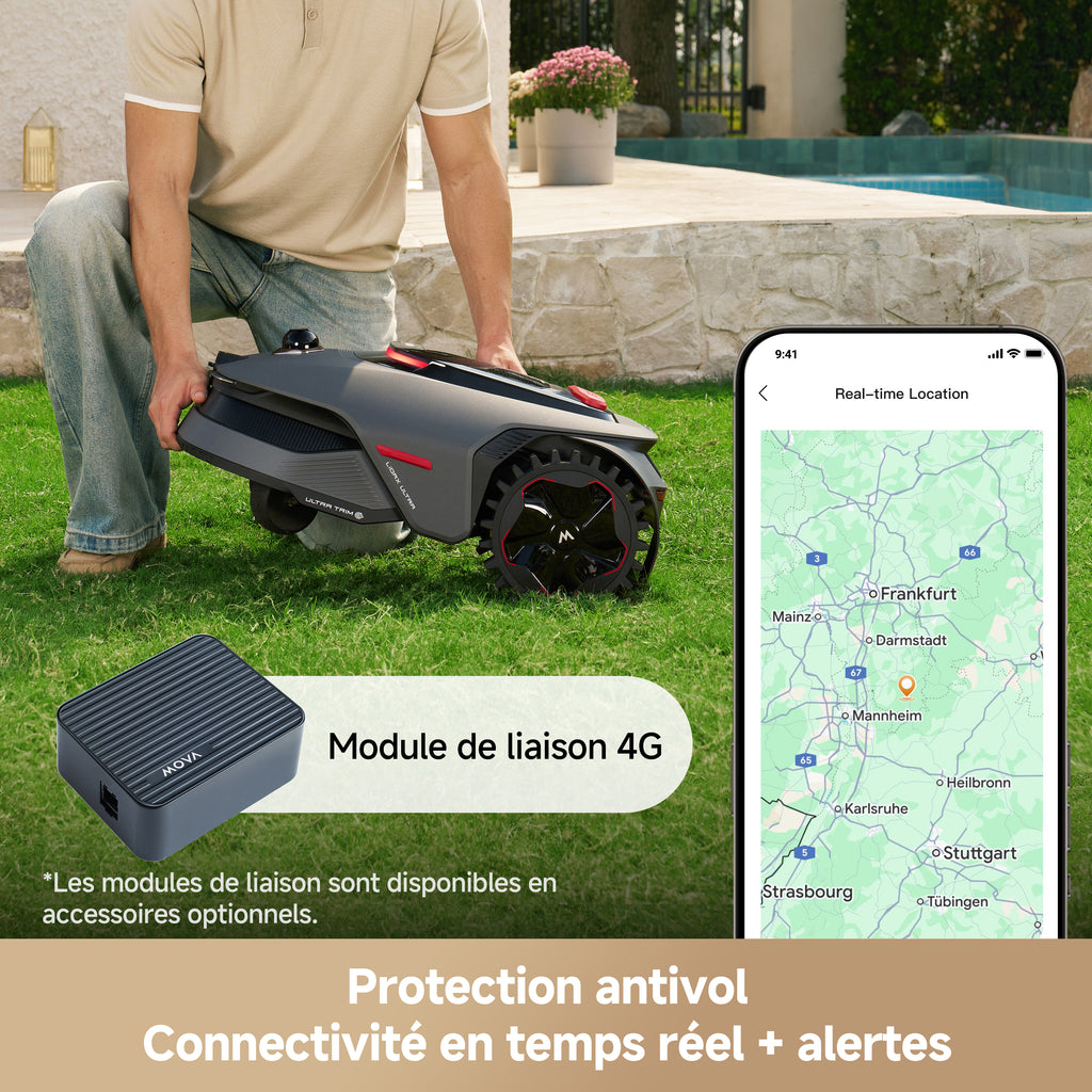 MOVA LiDAX Ultra 1200 Robot Tondeuse sans Fil périphérique, Recommandé 1200 m², Cartographie IA & LiDAR 3D 360° sans RTK, Coupe Bordures 5 cm, Sécurité Animaux, Toutes Terrains, Tonte en U Efficace