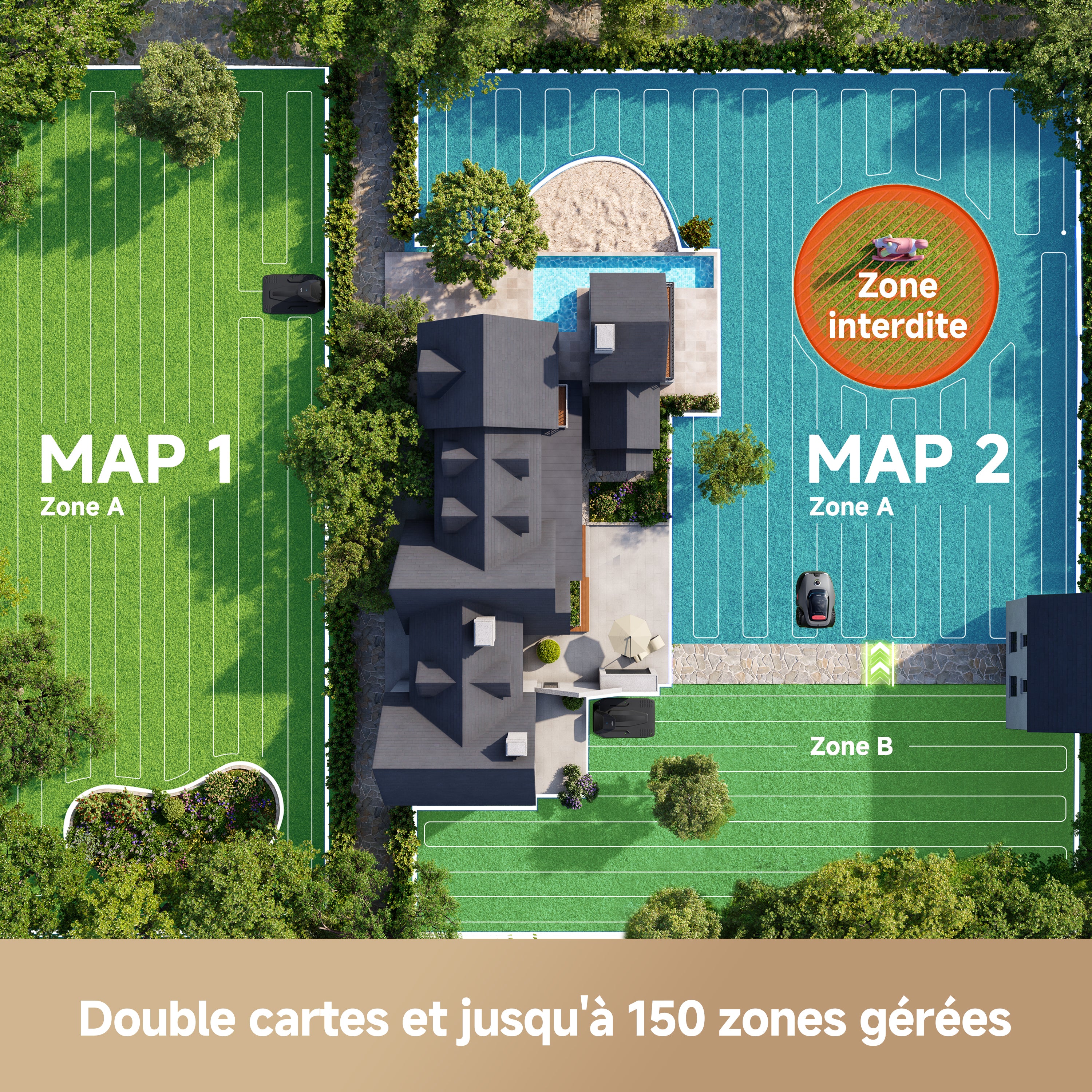 MOVA LiDAX Ultra 1200 Robot Tondeuse sans Fil périphérique, Recommandé 1200 m², Cartographie IA & LiDAR 3D 360° sans RTK, Coupe Bordures 5 cm, Sécurité Animaux, Toutes Terrains, Tonte en U Efficace