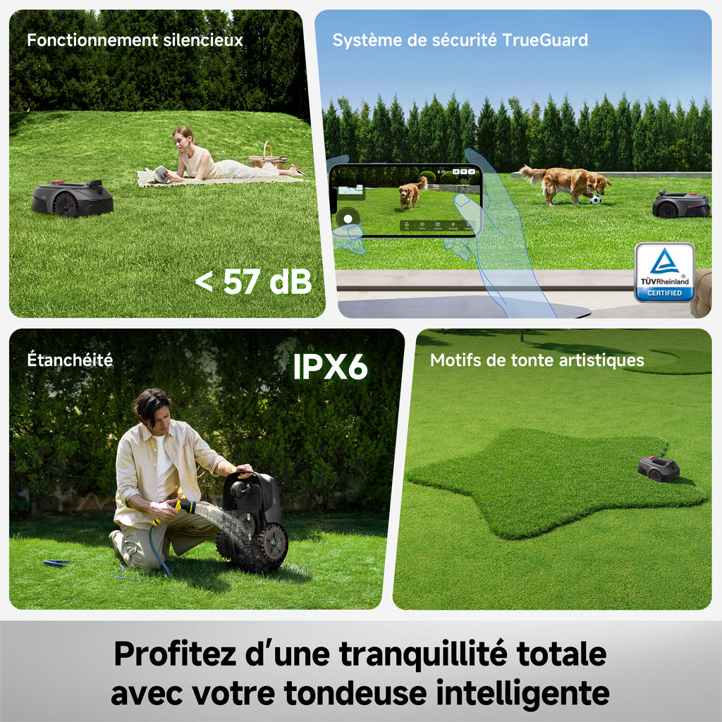 MOVA ViAX 500 Robot Tondeuse sans Fil périphérique, Recommandé 500 m², Cartographie à Assistance IA, LiDAR 360° + IA Double Vision, évitement d’Obstacles, trajectoire U, Coupe des Bords, Contrôle App